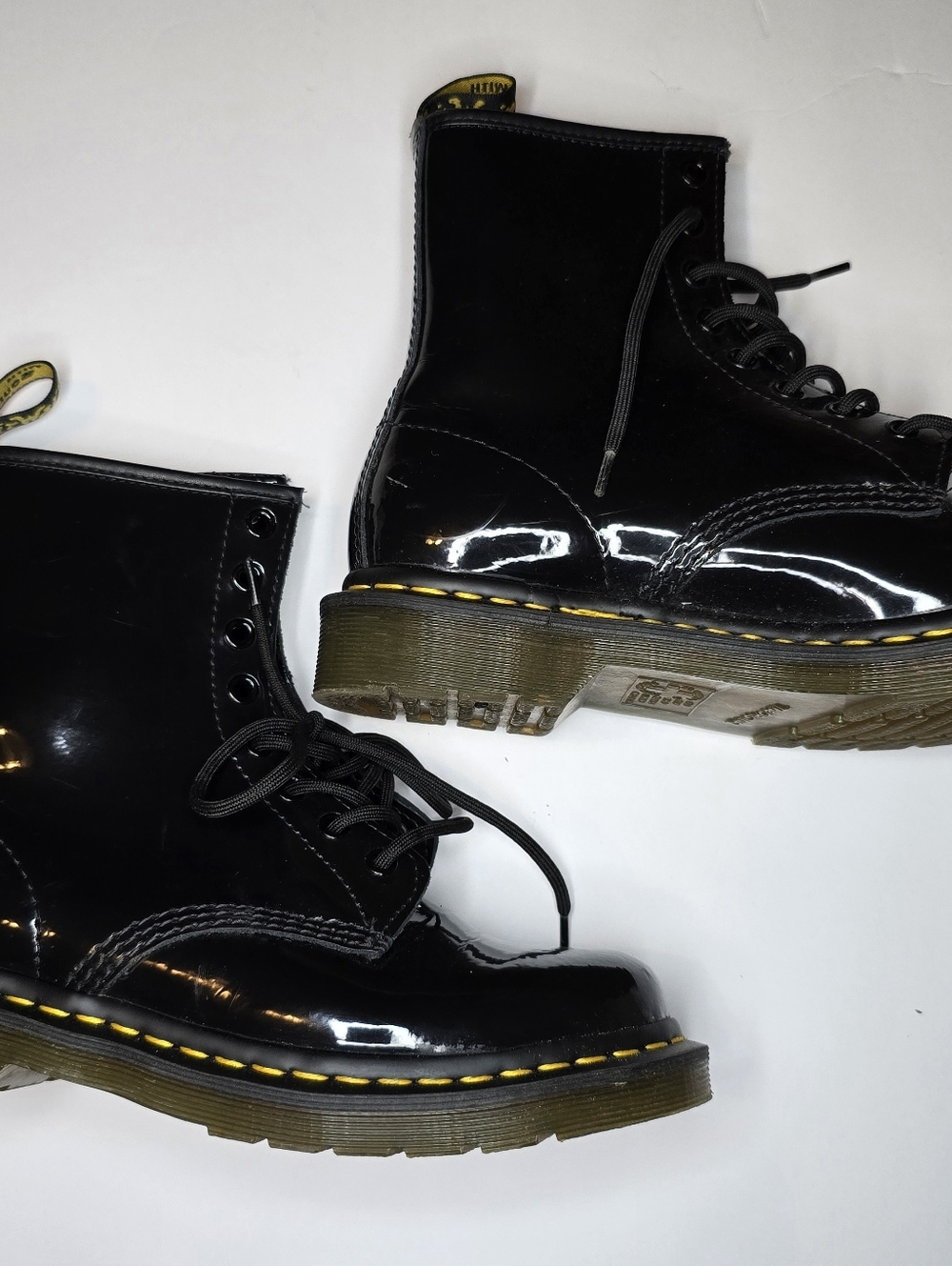 Dr Martens 1460 Black Patent Leather Boots Women’s Lace Up Combat AirWair 8